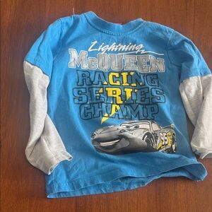 Disney Lightning McQueen Blue and Gray Long Sleeve Tee